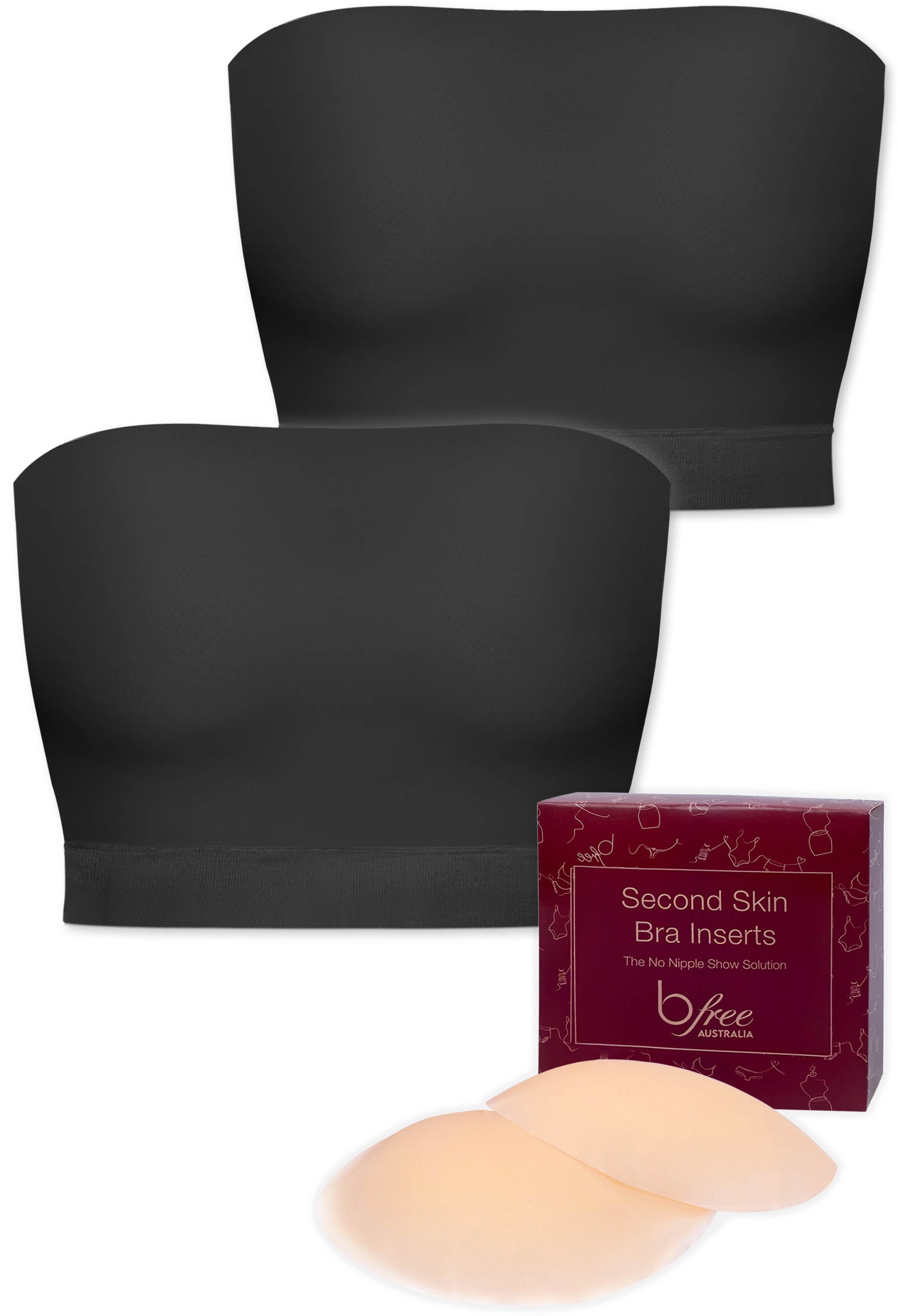 Sleek Bandeau Top with Silicone Bra Pads Set