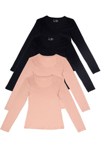 Superfine 100% Cotton Long Sleeve Top - 4 Pack