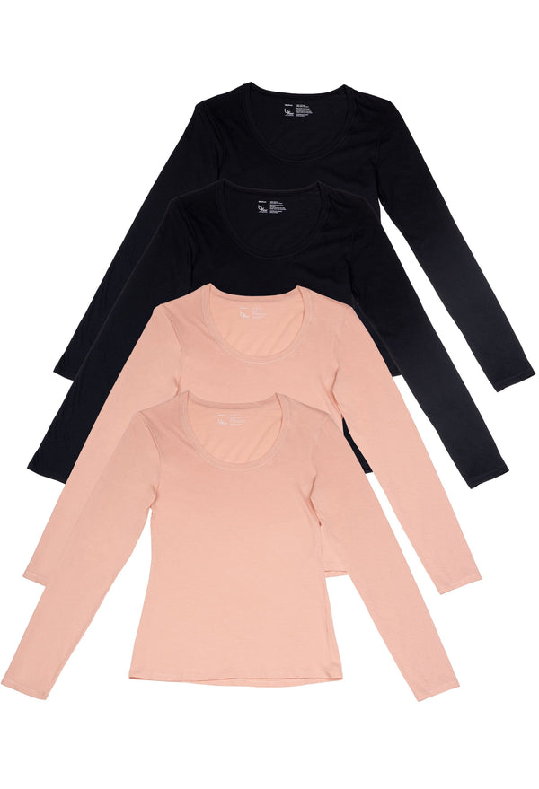 Superfine 100% Cotton Long Sleeve Top - 4 Pack
