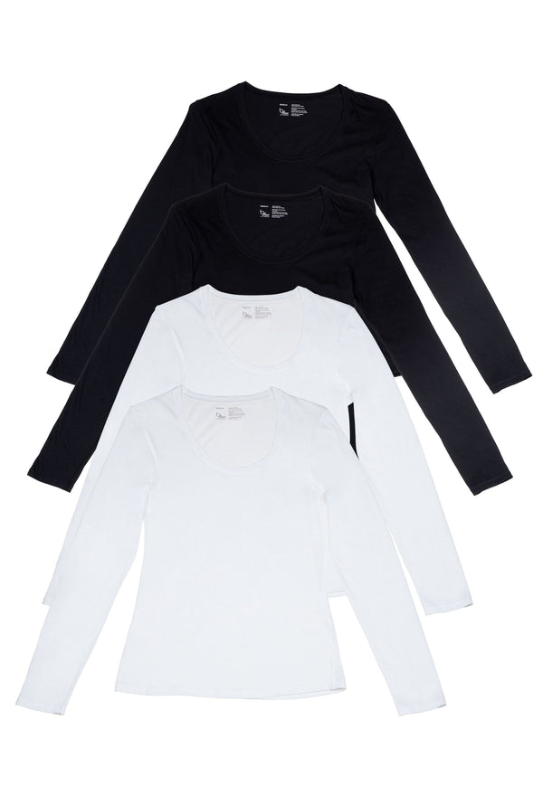 Superfine 100% Cotton Long Sleeve Top - 4 Pack
