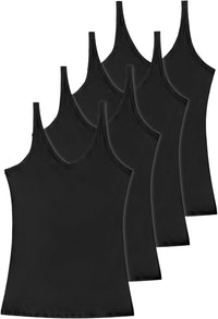 Black Superfine 100% Cotton Camisole - 4 Pack