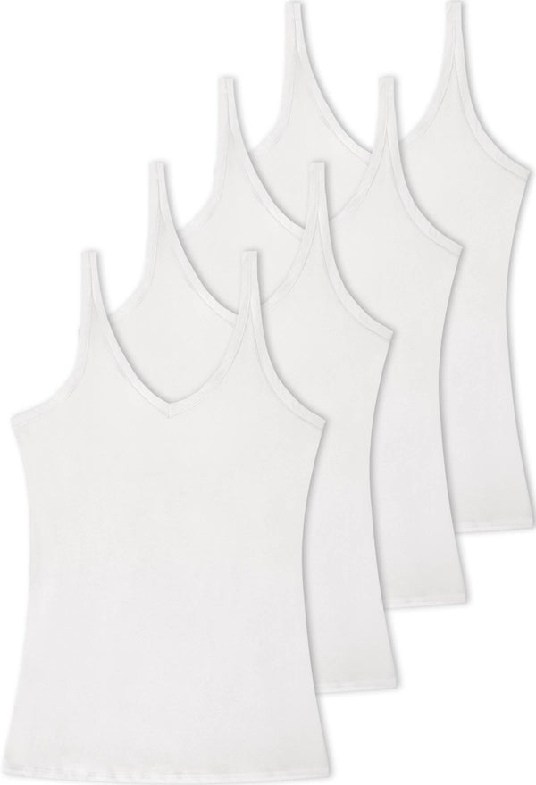 White Superfine 100% Cotton Camisole - 4 Pack