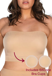 Sleek Bandeau Top with Silicone Bra Pads Set