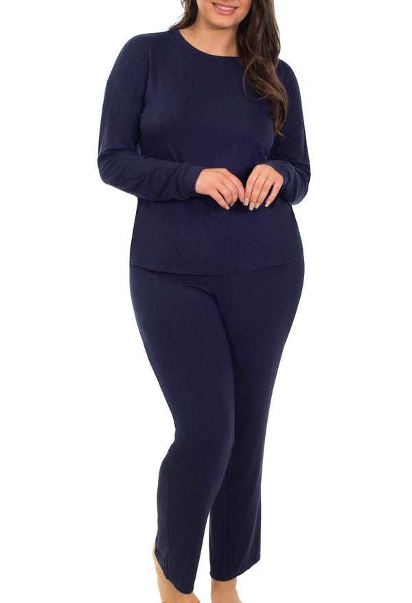 Bamboo Long Sleeve Pyjama Set - Navy