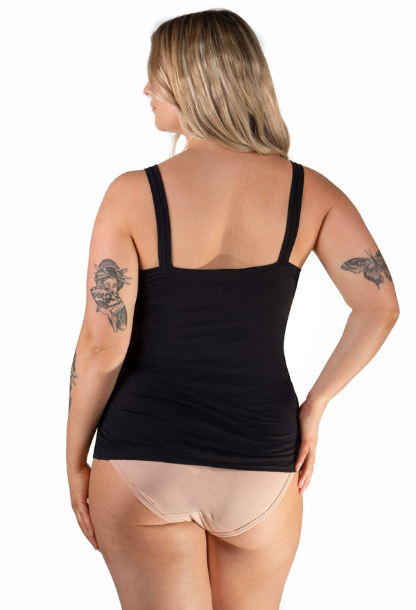 Black Superfine 100% Cotton Camisole - 4 Pack