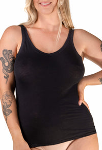 Black Superfine 100% Cotton Camisole - 4 Pack