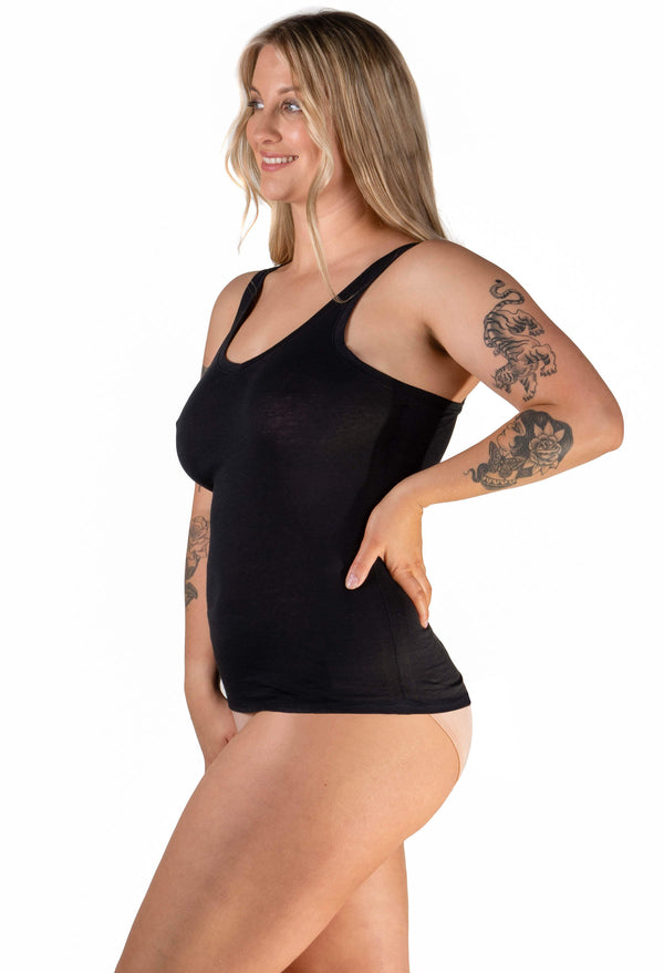 Black Superfine 100% Cotton Camisole - 4 Pack