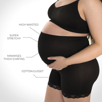 Maternity Anti Chafing High Rise Petite Cotton Rich Shorts | Pacific Blue