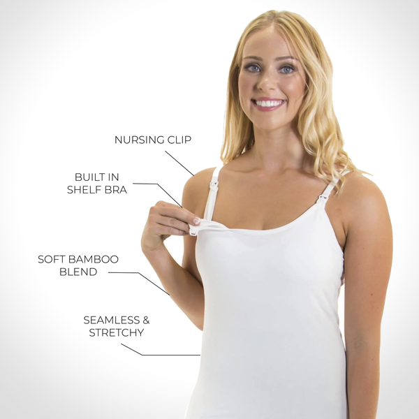 Nursing tank with top built in padded bra