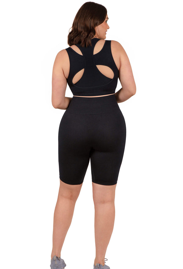 Plus Size Seamless High Waist Long Biker Shorts