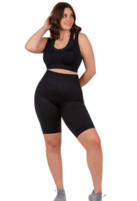 Plus Size Seamless High Waist Long Biker Shorts