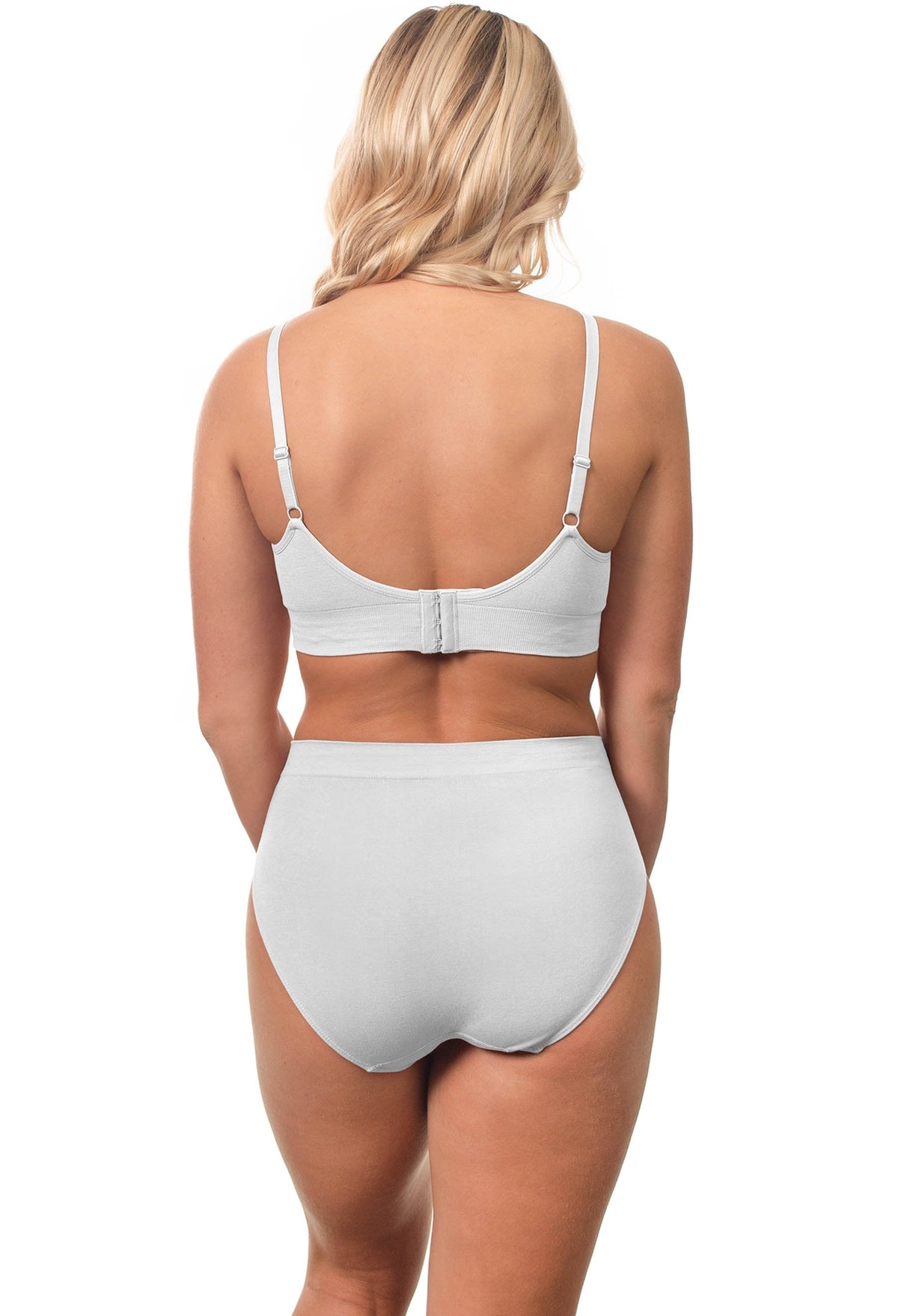 White Bamboo Padded Wire Free Bra and High Cut Brief Set