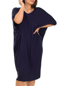 Bamboo V Neck Draped Dress