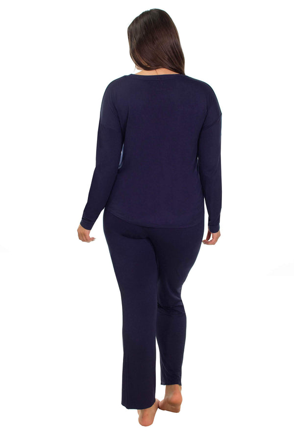 Bamboo Long Sleeve Pyjama Set - Navy