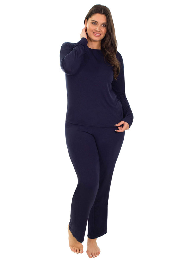 Bamboo Long Sleeve Pyjama Set - Navy