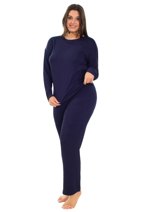 Bamboo Long Sleeve Pyjama Set - Navy