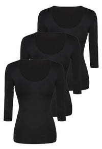 Curvy Bamboo 3/4 Sleeve Top - 3 Pack