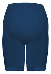 Maternity Anti Chafing High Rise Long Cotton Rich Shorts | Pacific Blue