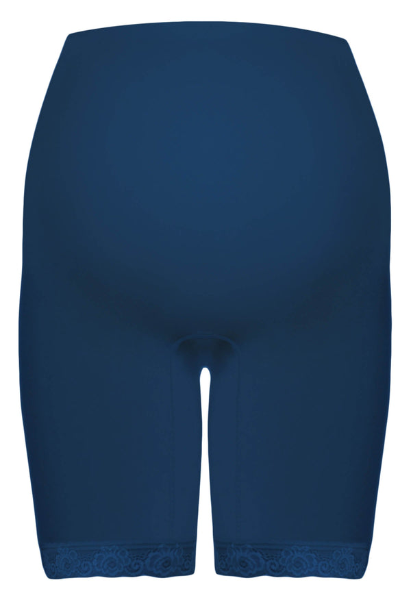 Maternity Anti Chafing High Rise Long Cotton Rich Shorts | Pacific Blue