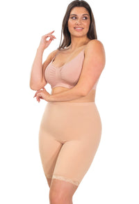 Anti Chafing High Rise Long Cotton Rich Shorts | Pacific Blue