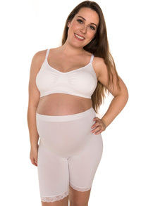 Maternity Anti Chafing High Rise Long Cotton Rich Shorts | Pacific Blue