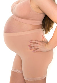 Maternity Anti Chafing High Rise Petite Cotton Rich Shorts | Pacific Blue