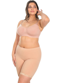 Anti Chafing Lace Midi Cotton Rich Shorts | Pacific Blue