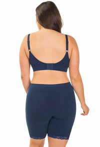Anti Chafing Lace Midi Cotton Rich Shorts | Pacific Blue
