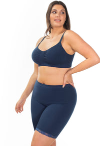 Anti Chafing Lace Midi Cotton Rich Shorts | Pacific Blue
