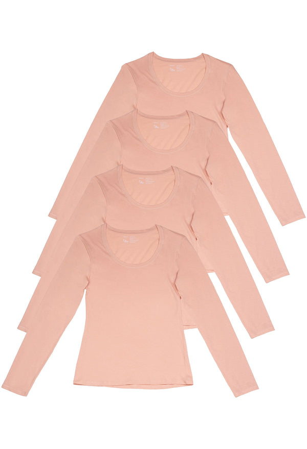Superfine 100% Cotton Long Sleeve Top - 4 Pack