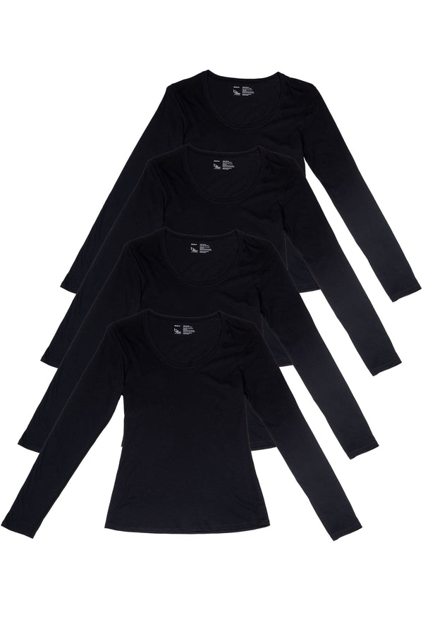 Superfine 100% Cotton Long Sleeve Top - 4 Pack