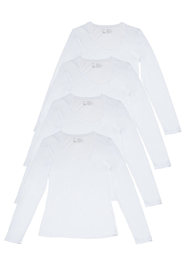 Superfine 100% Cotton Long Sleeve Top - 4 Pack