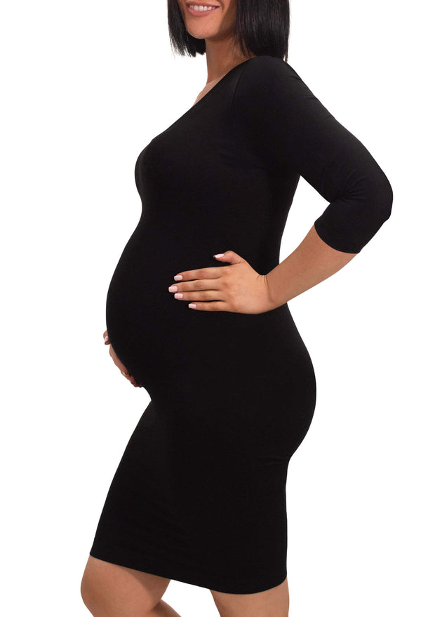Maternity Bamboo 3/4 Sleeve Bodycon Dress - 2 Pack