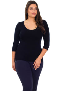 Curvy Bamboo 3/4 Sleeve Top