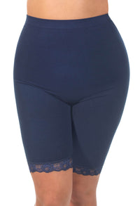 Anti Chafing High Rise Long Cotton Rich Shorts | Pacific Blue
