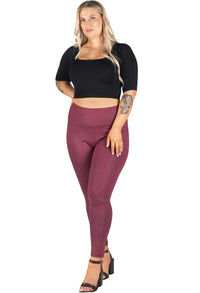 Plus Size High Waisted Burgundy Leopard Print Leggings