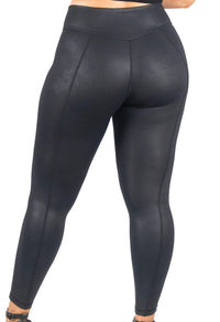 V-Waist Faux Leather Booty Sculpting Leggings