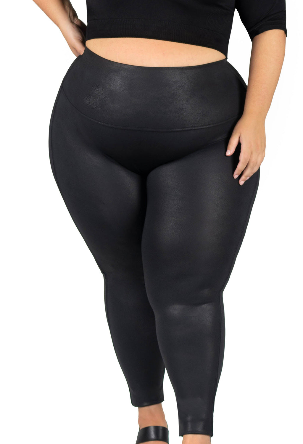 Plus Size High Rise Faux Leather Leggings B Free Australia