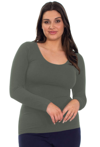 Bamboo Long Sleeve Top - Khaki