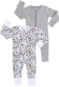 100% Organic Cotton 2-Way Zip Babysuit | 2 Pack | SAVE $20