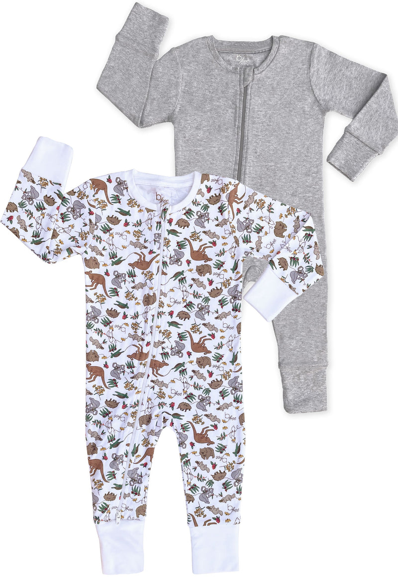 100% Organic Cotton 2-Way Zip Babysuit | 2 Pack | SAVE $20