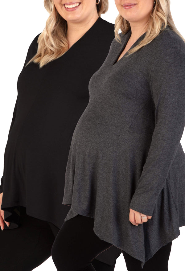 Maternity Bamboo V Neck Tunic Top - 2 Pack