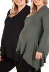 Maternity Bamboo V Neck Tunic Top - 2 Pack