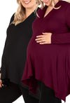 Maternity Bamboo V Neck Tunic Top - 2 Pack