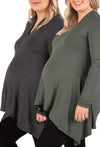 Maternity Bamboo V Neck Tunic Top - 2 Pack