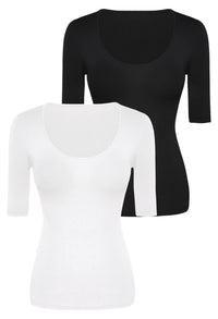 Bamboo Mid Length Sleeve Tee - 2 Pack