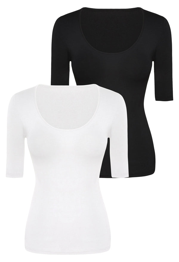 Bamboo Mid Length Sleeve Tee - 2 Pack