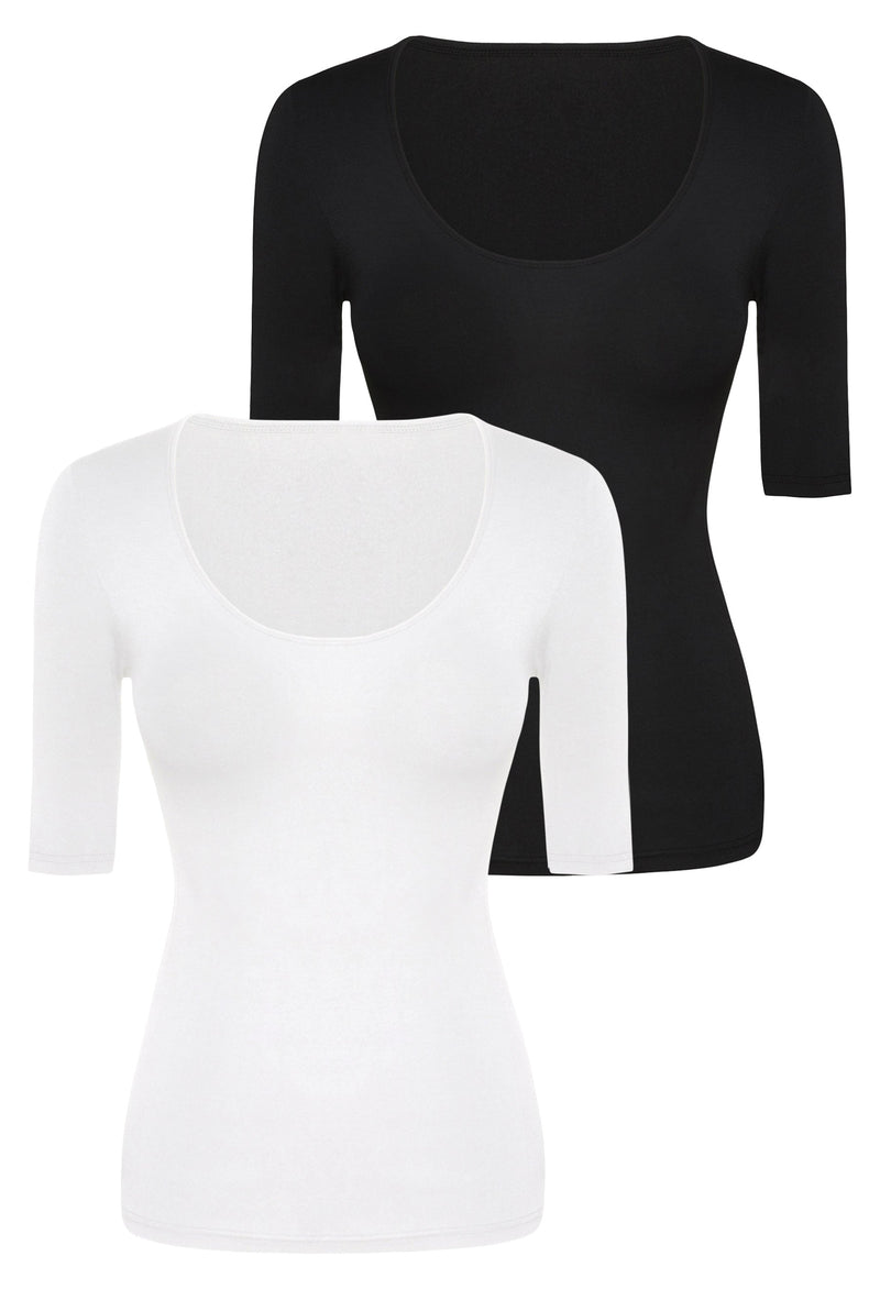Bamboo Mid Length Sleeve Tee - 2 Pack