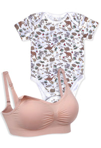 Bamboo Nursing Bra & 100% Organic Cotton Baby Bodysuit | 2 Pack | SAVE $10