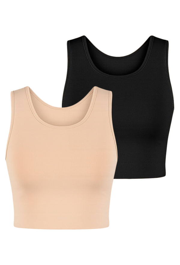 Cotton Chest Binder Crop Tank - 2 Pack